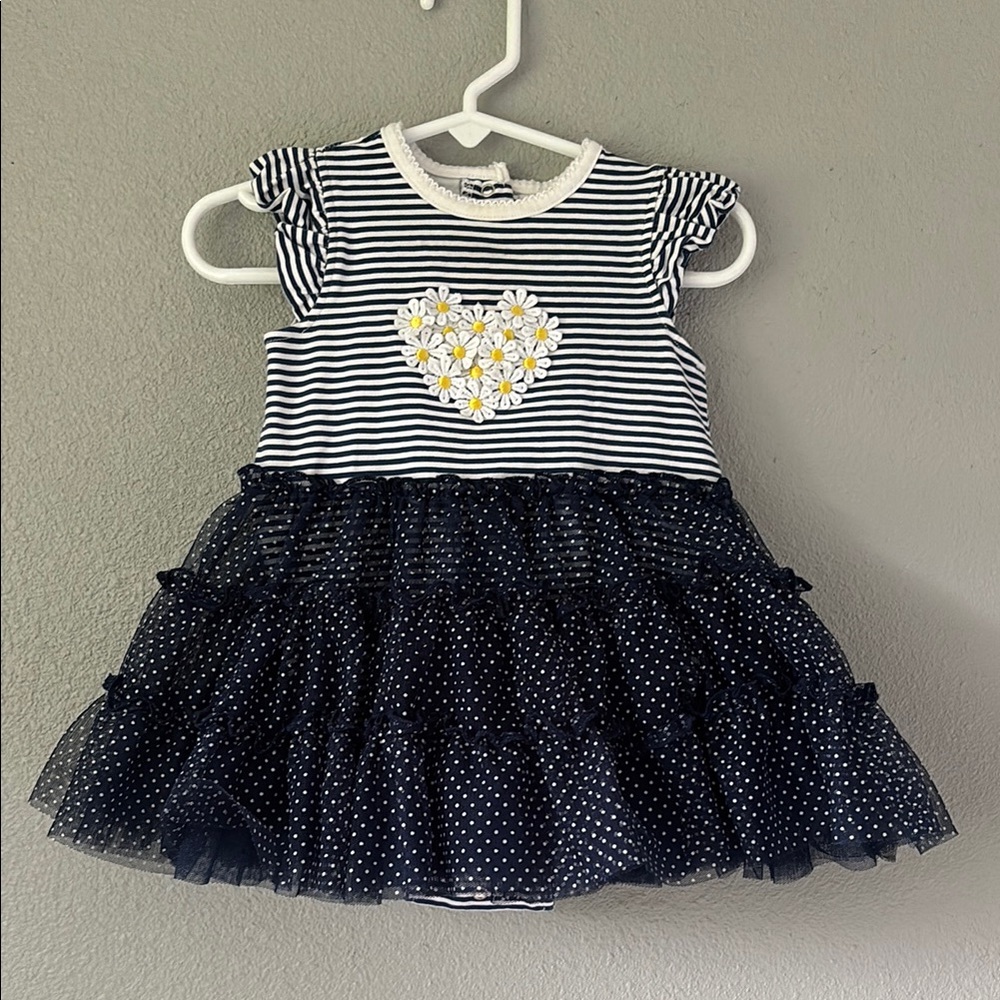 Little Me Blue and White Ruffled Tiered Sundress NWOT